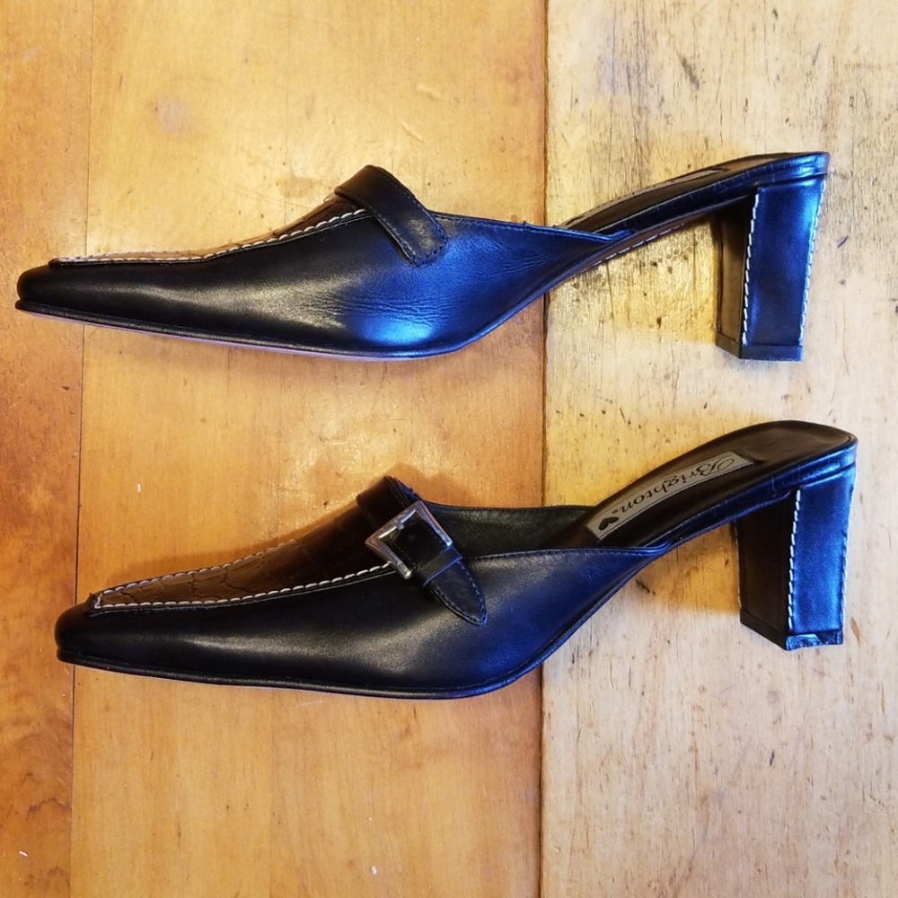 Brighton York Black Mules Size 9N